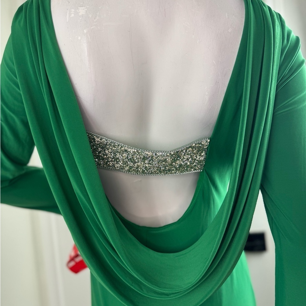 Marina Elegant Green Long Sleeve Dress Size 6. A43 - Picture 4 of 16